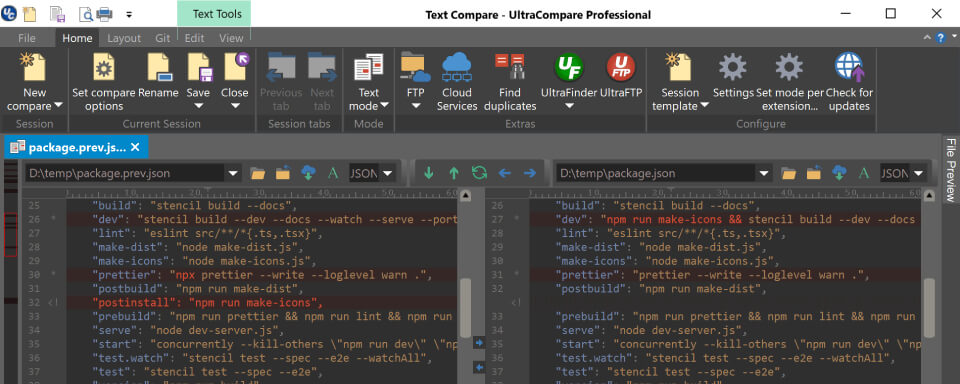 무료 UltraCompare Pro 포함 
