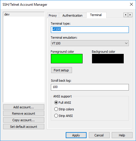 SSH-Telnet Account Manager Terminal